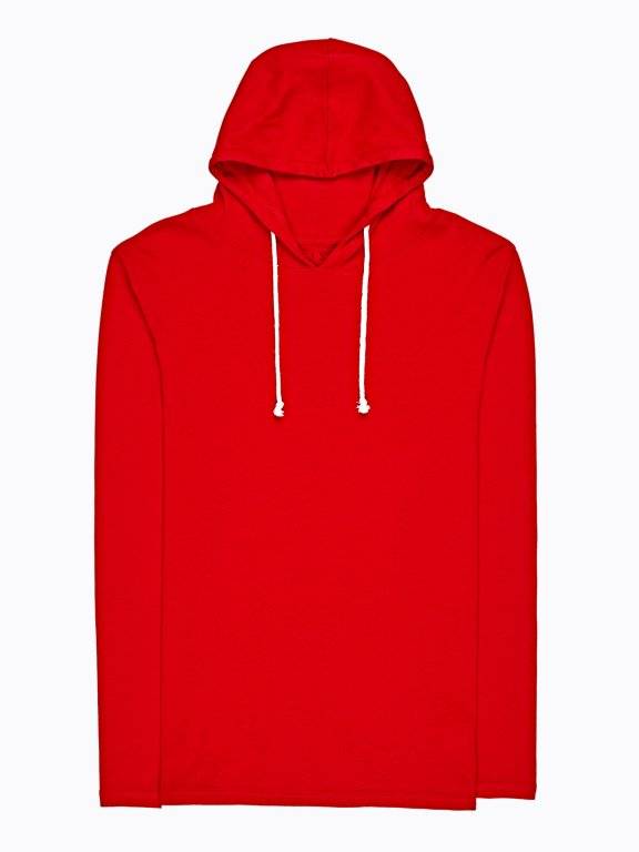 red hooded t shirt