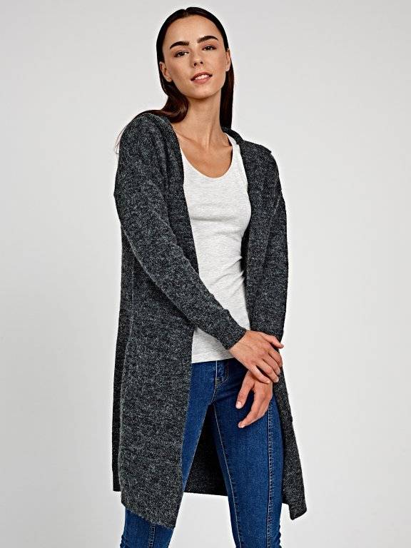 longline cardigan with hood