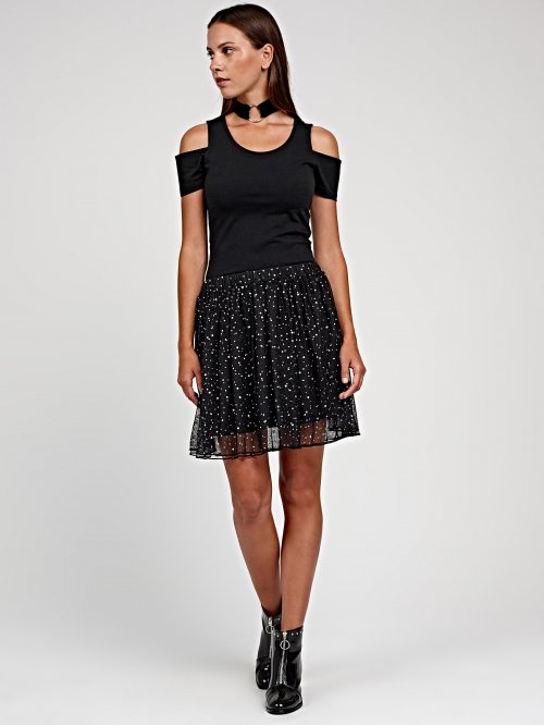 COLD-SHOULDER STRETCH T-SHIRT