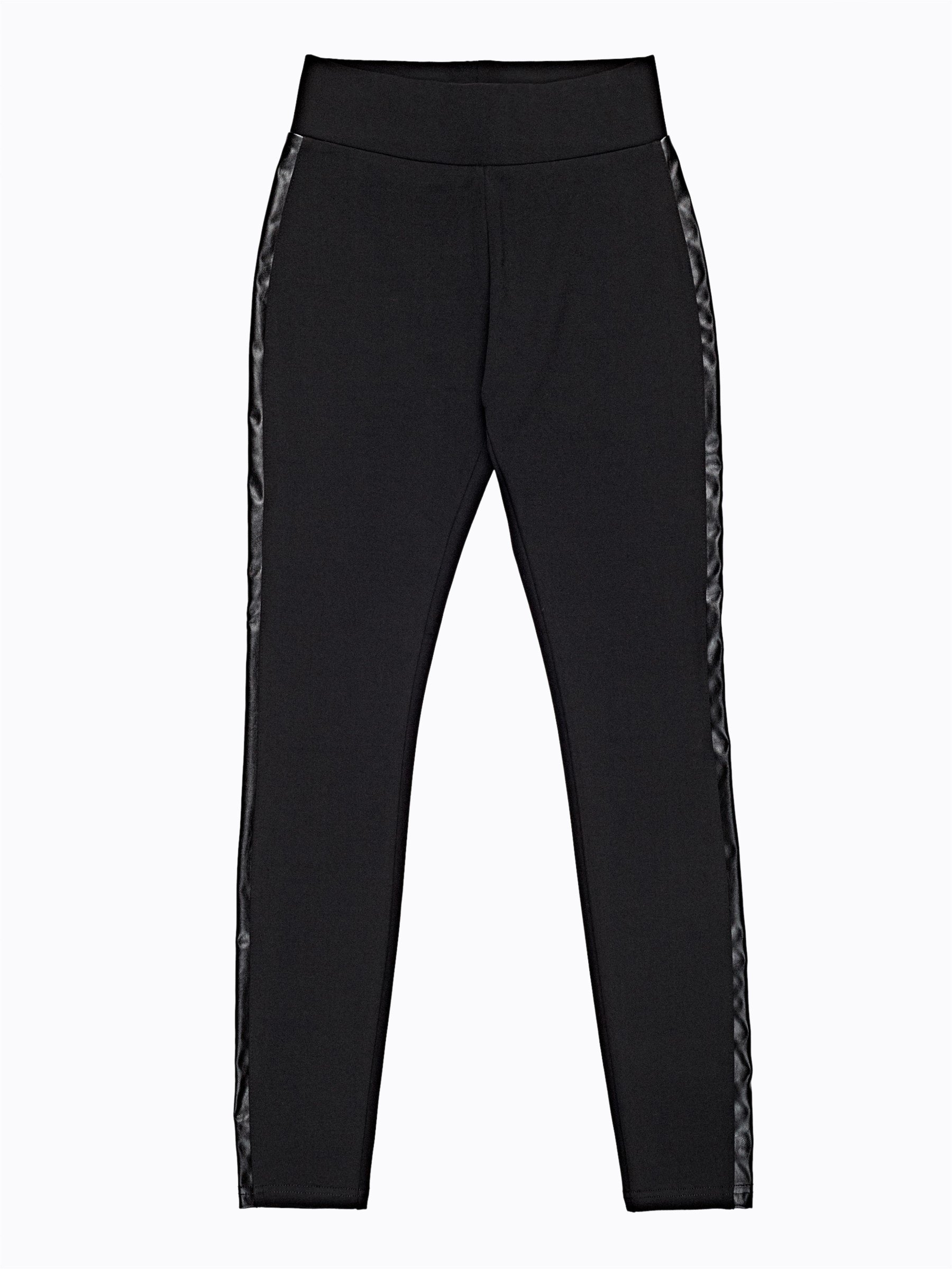 black pants with leather stripe on side