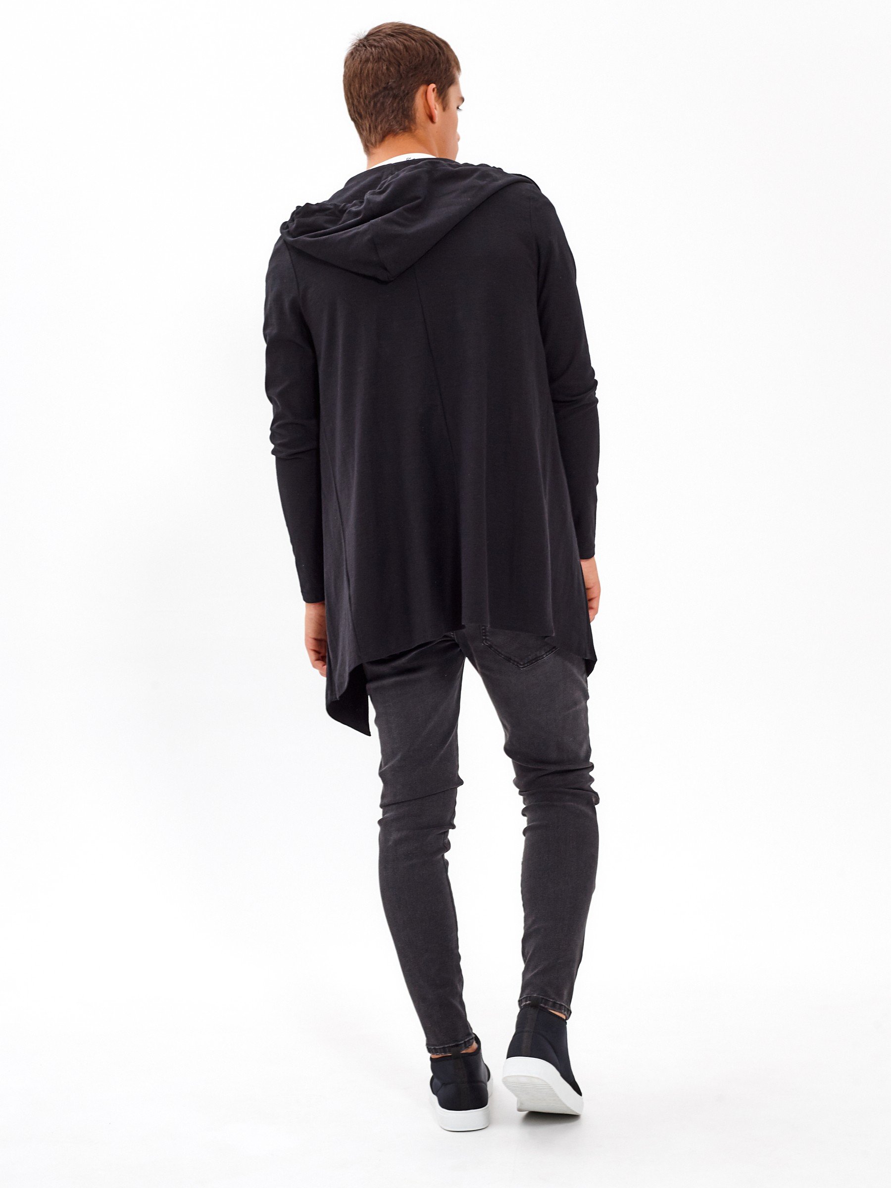 longline cardigan with hood