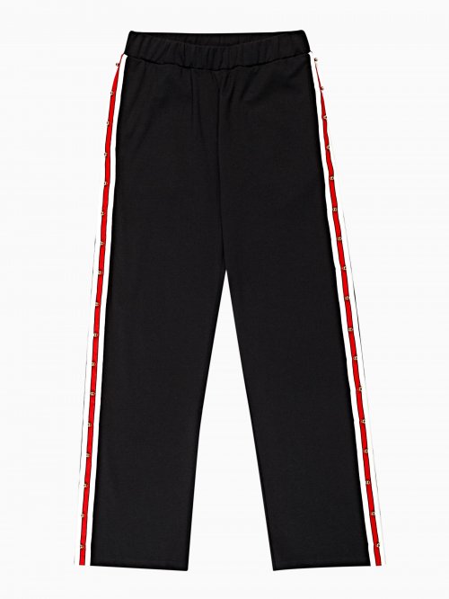 WIDE LEG TROUSERS WITH STRIPED SIDE TAPE & STUDS