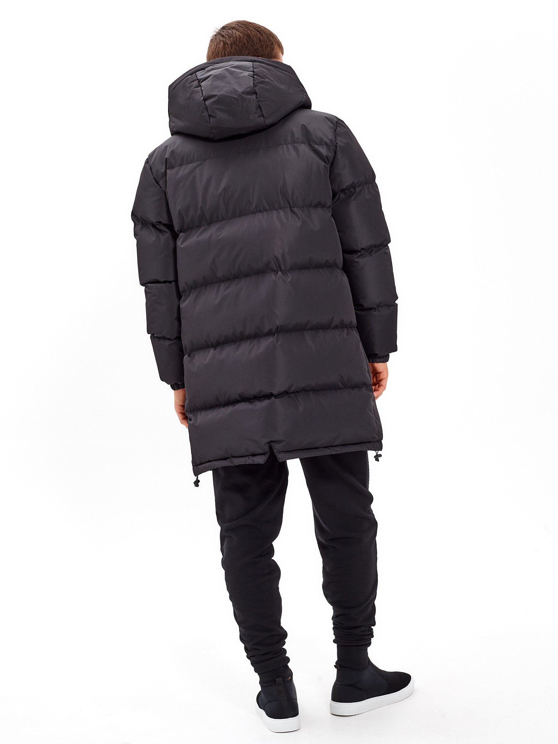 longline puffer jacket with hood
