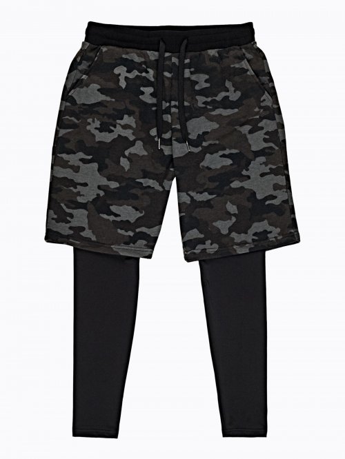 CAMO PRINT LAYERED SWEATPANTS