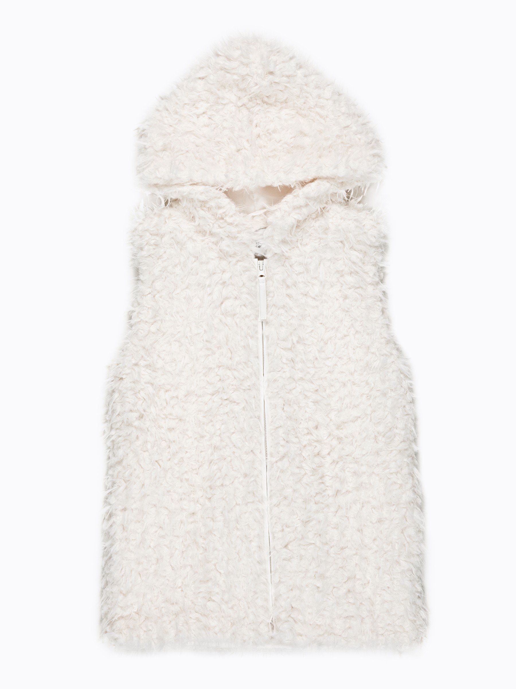 white fluffy zip up