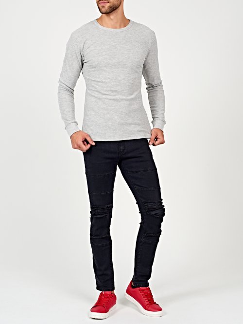 Waffle-knit basic t-shirt