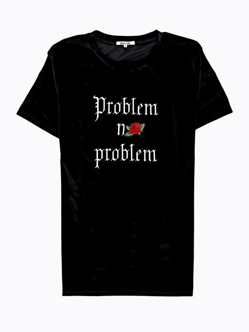 VELVET TOP WITH MESSAGE PRINT