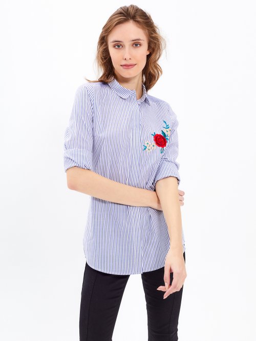 STRIPED SHIRT WITH EMBROIDERY