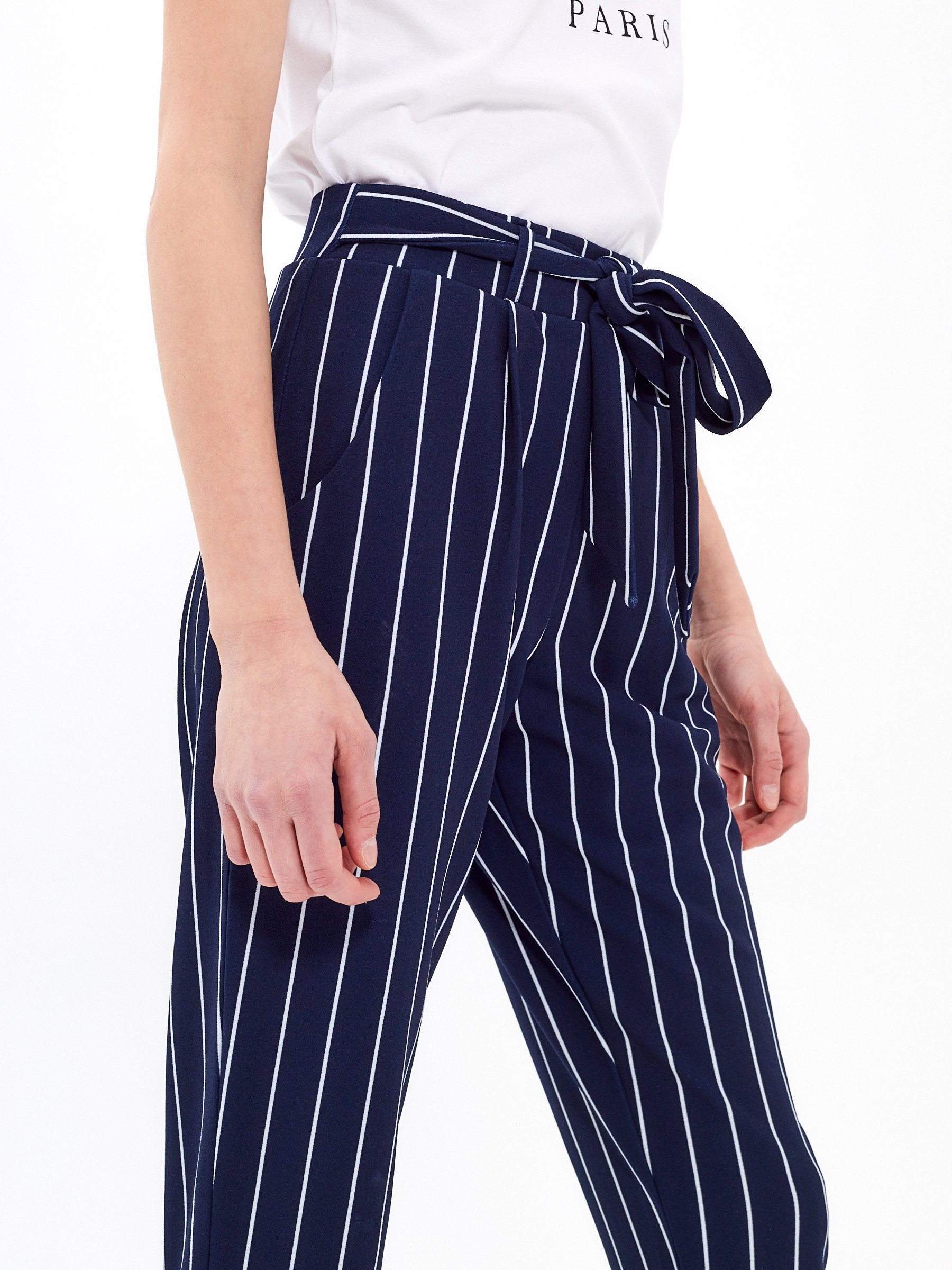 paperbag striped trousers