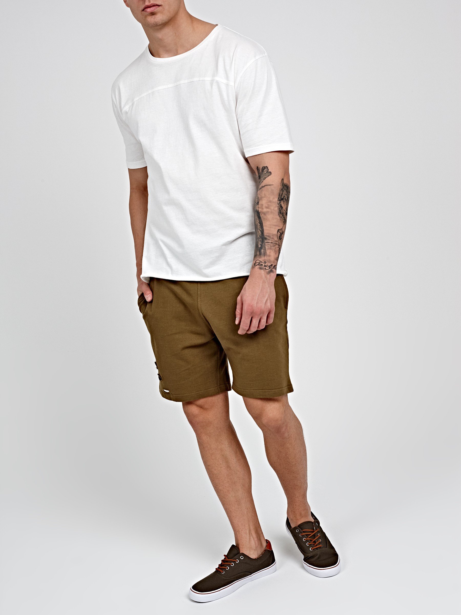 khaki sweat shorts