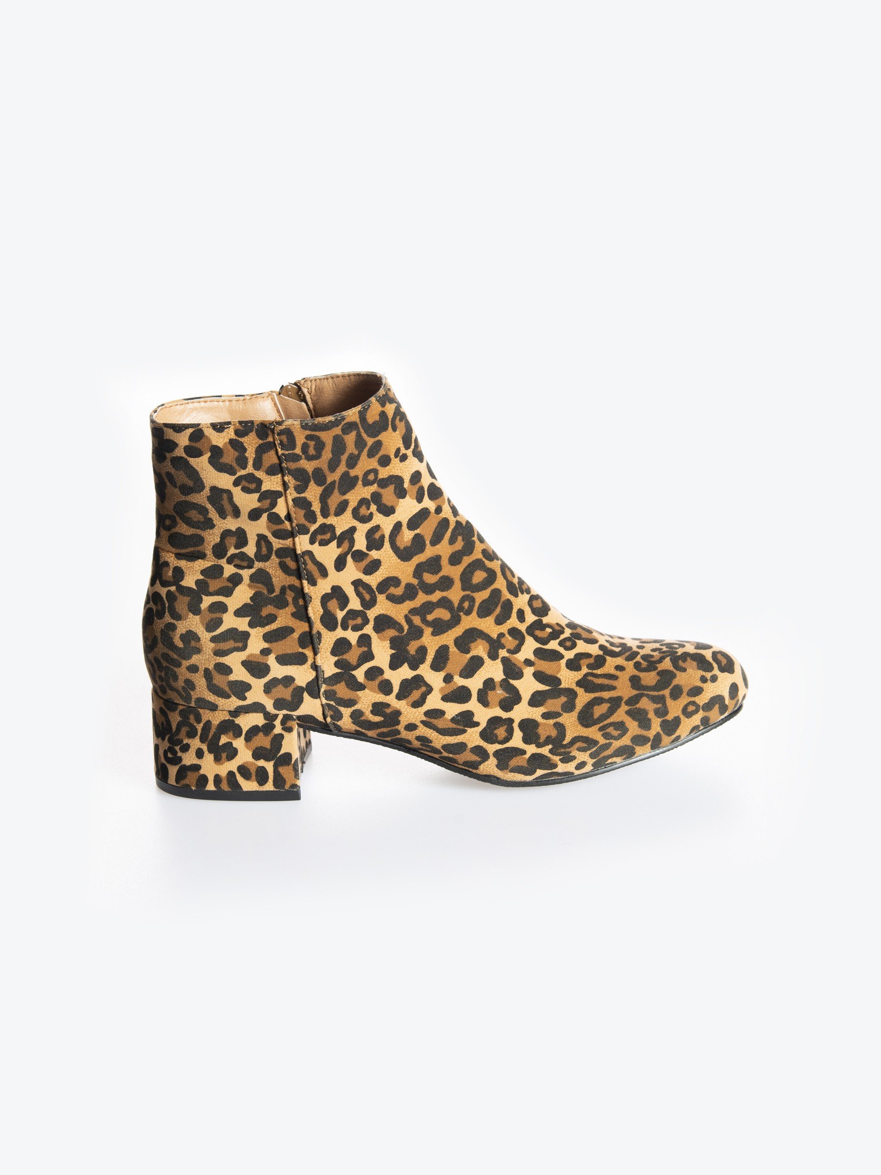 kitten heel leopard print ankle boots