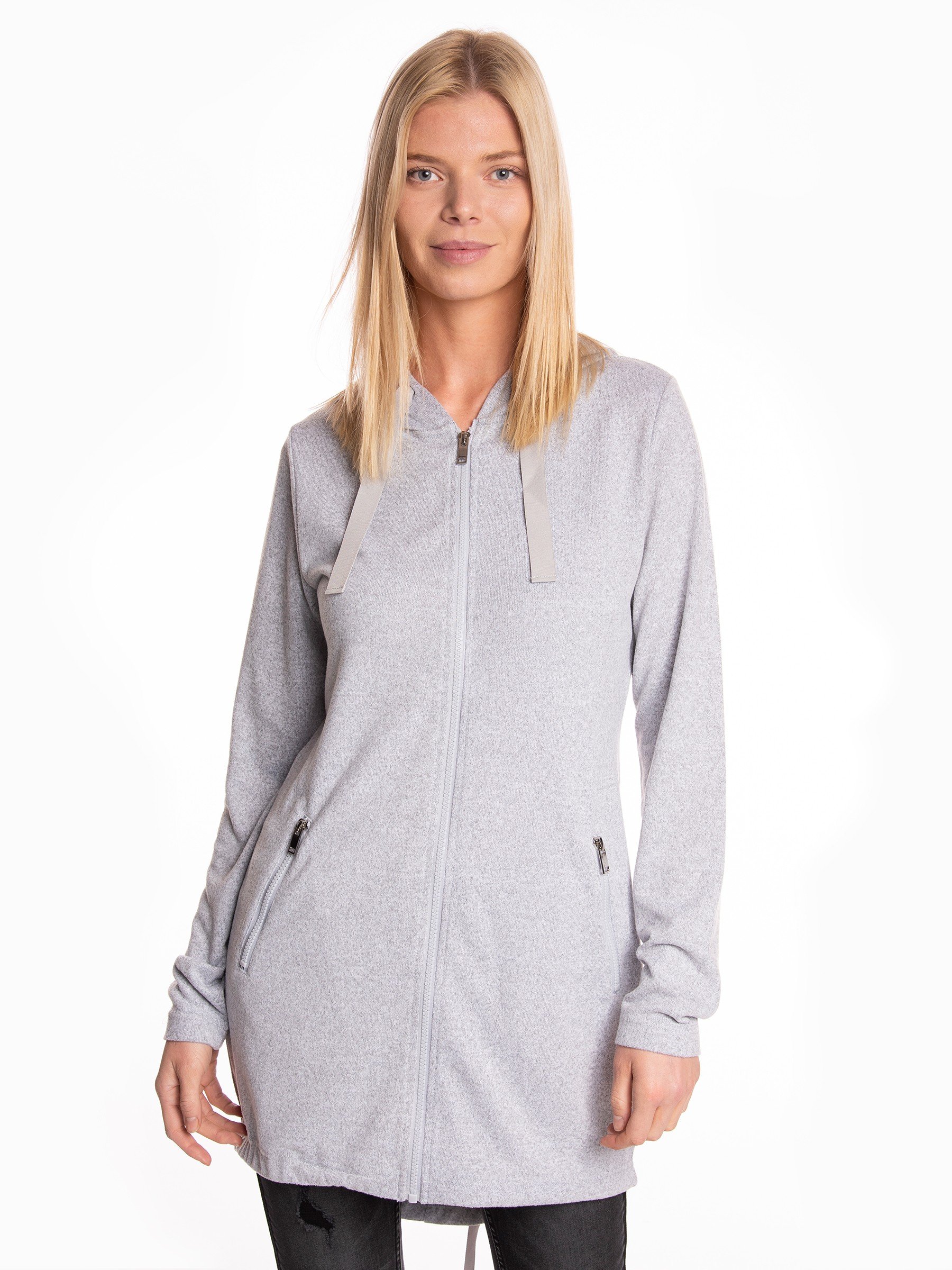 ladies longline zip up hoodie