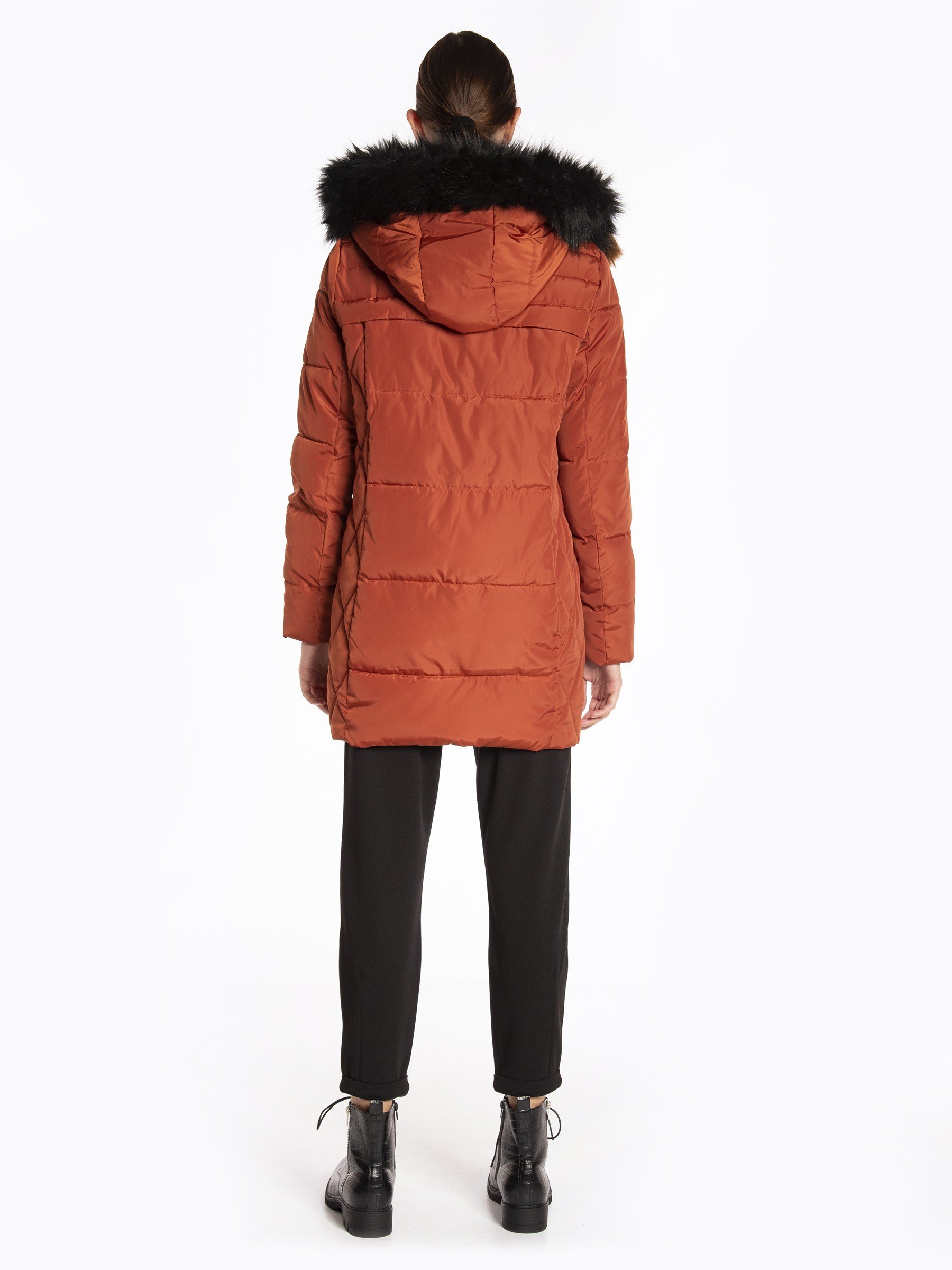 longline padded coat with hood