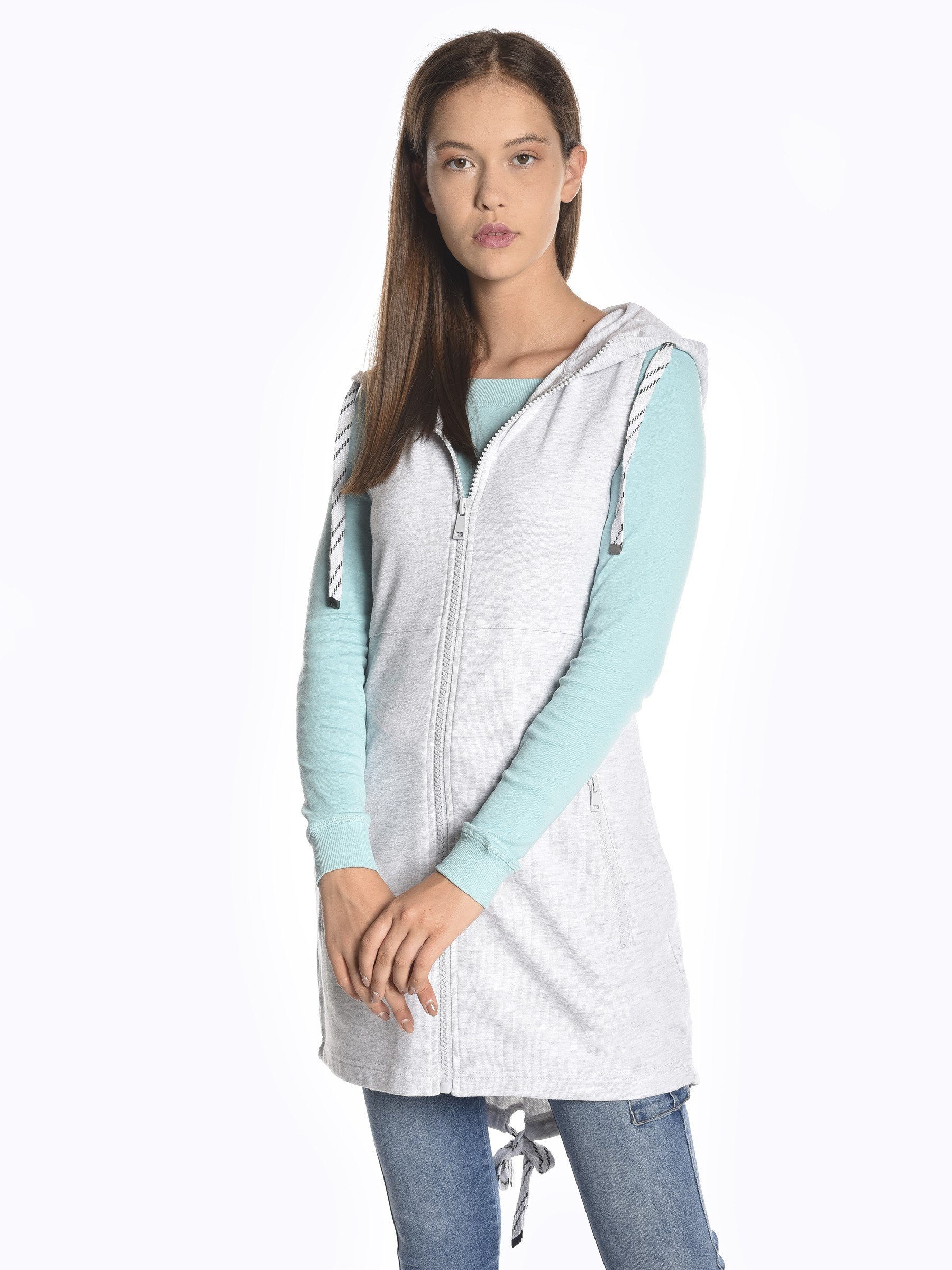 grey sleeveless hoodie