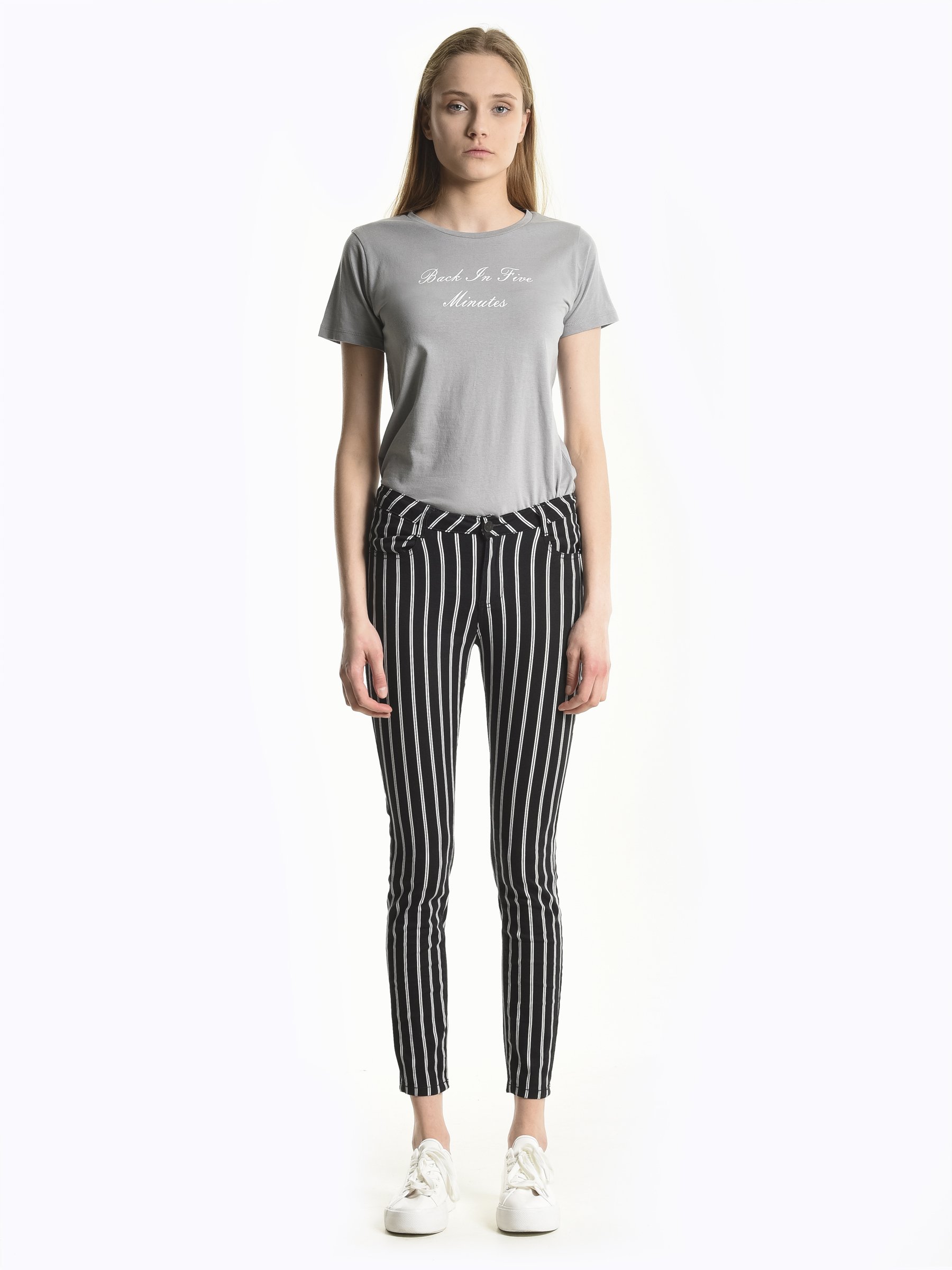 striped skinny pants