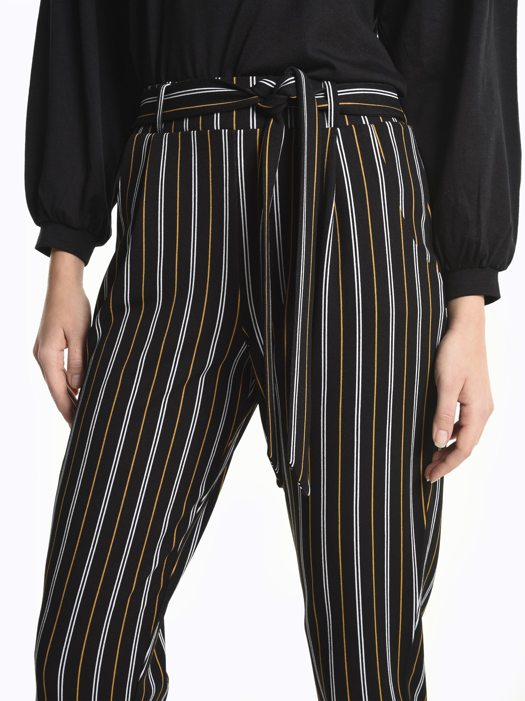 striped paperbag trousers