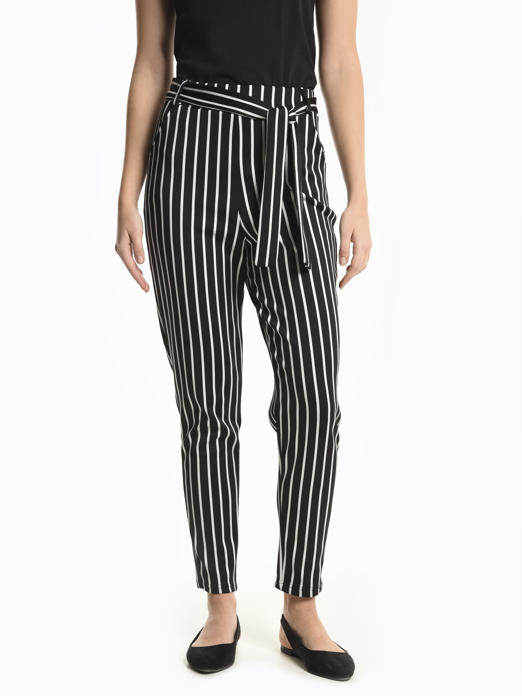 striped paperbag pants