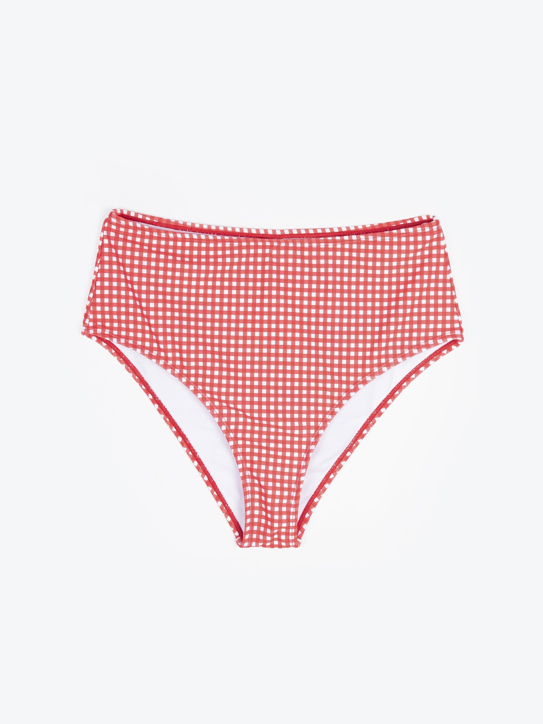 red gingham high waisted bikini