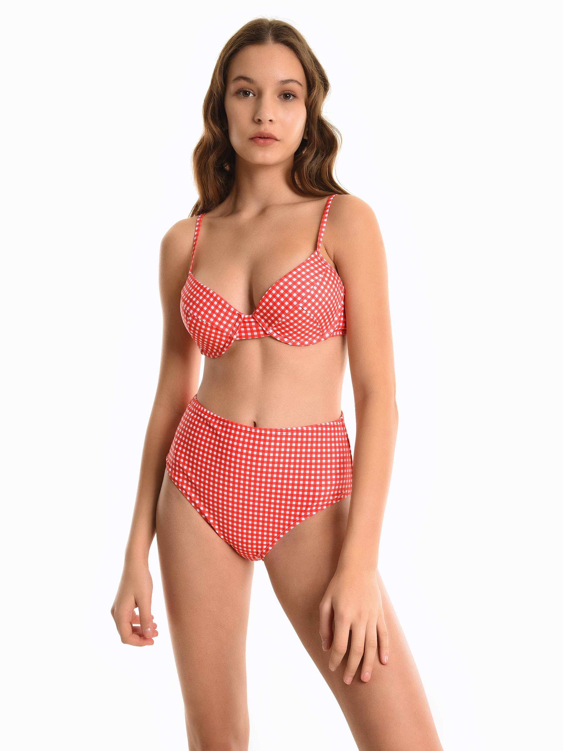 gingham bikini high waisted