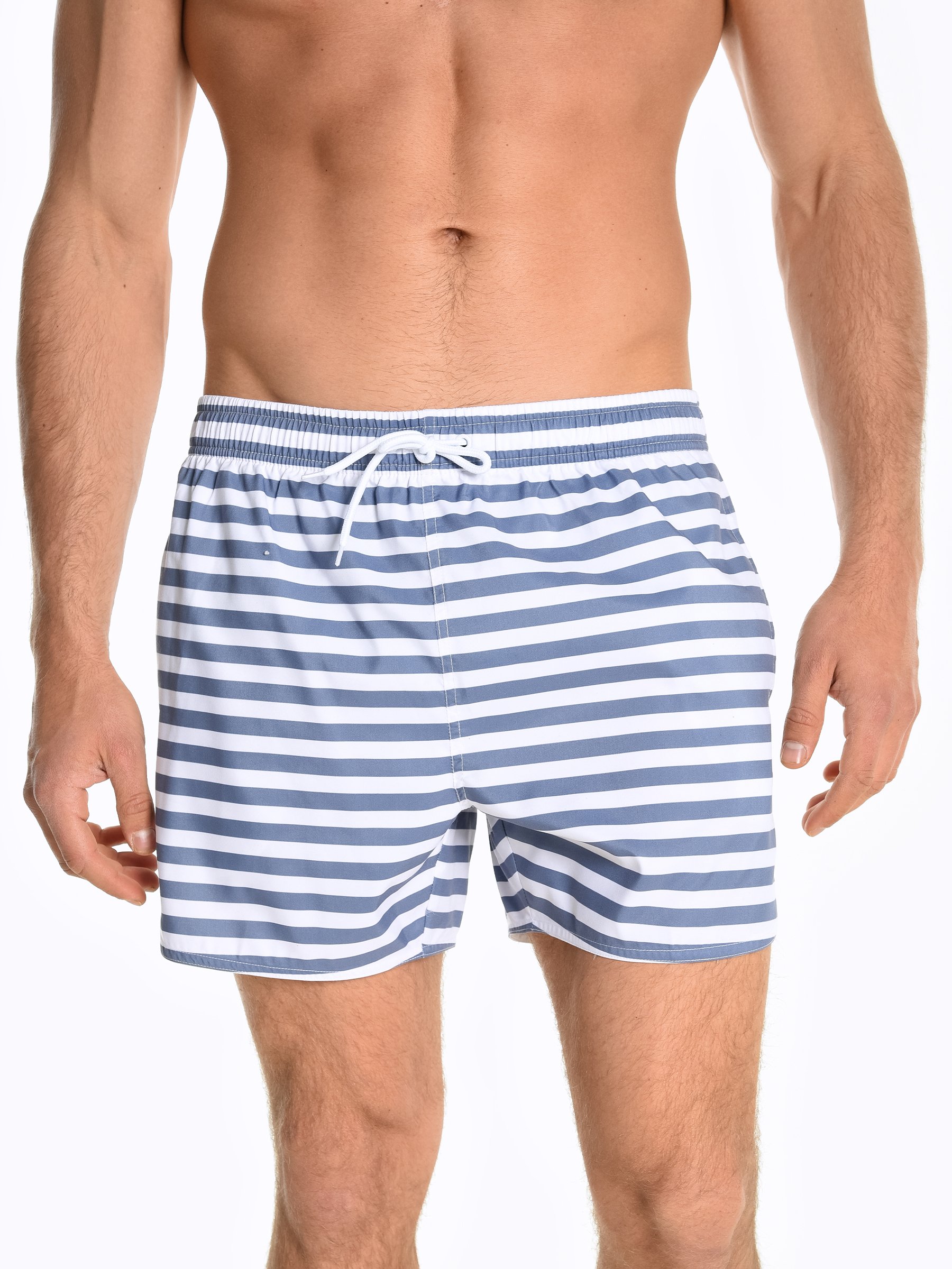 striped swim shorts