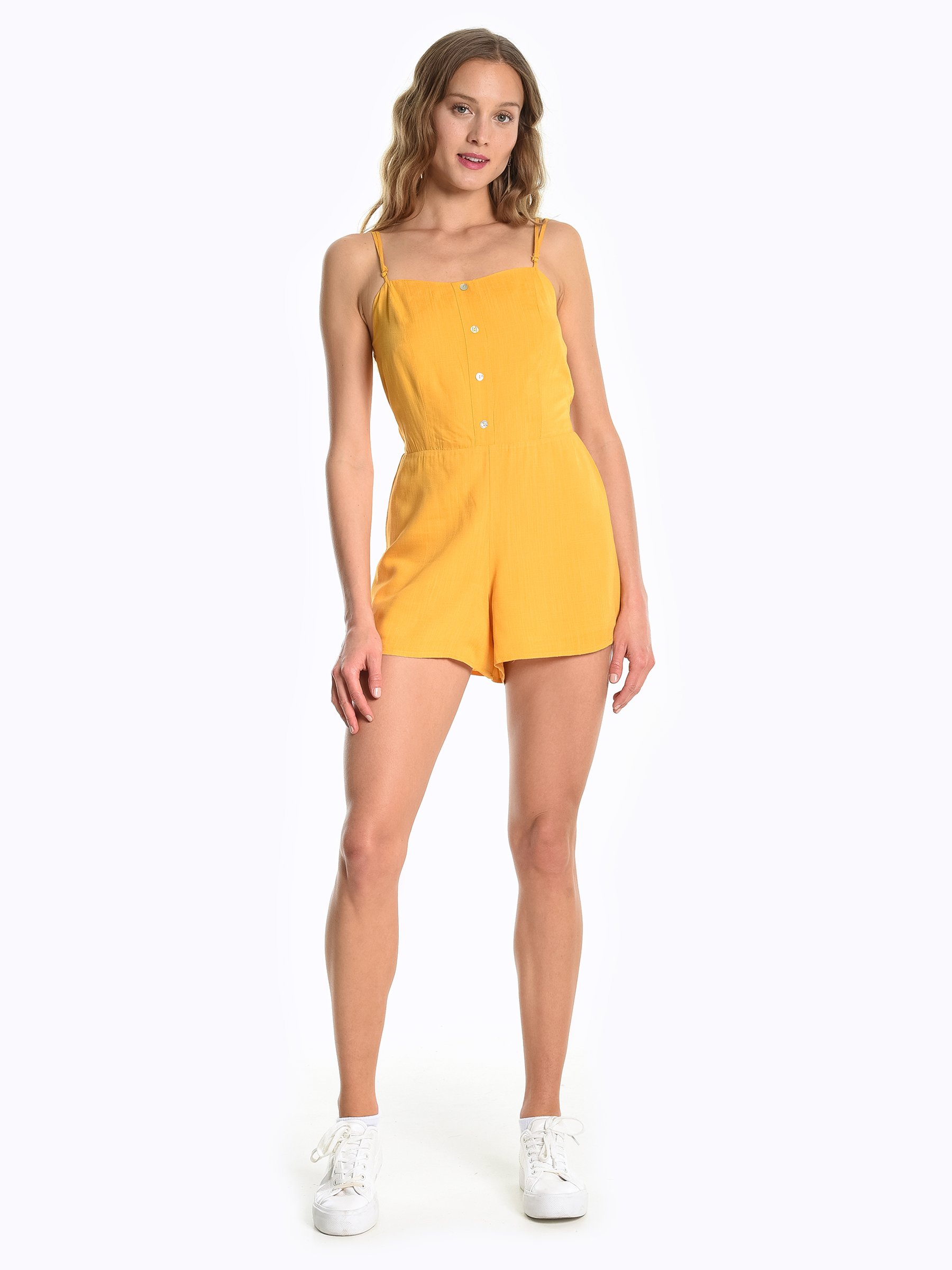 yellow short jumpsuit